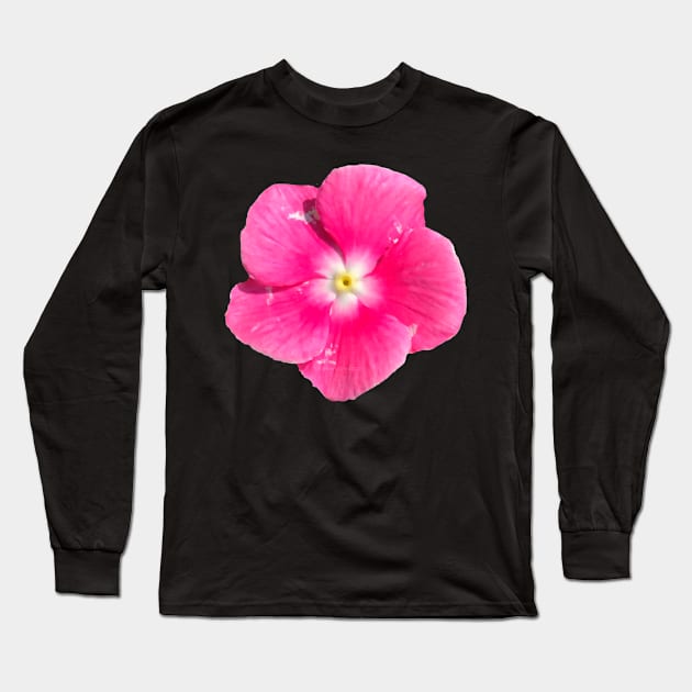 Bright Pink Flower White Yellow Center Long Sleeve T-Shirt by wildjellybeans